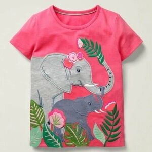 Mini Boden Applique Shirt in Safari Elephant Print